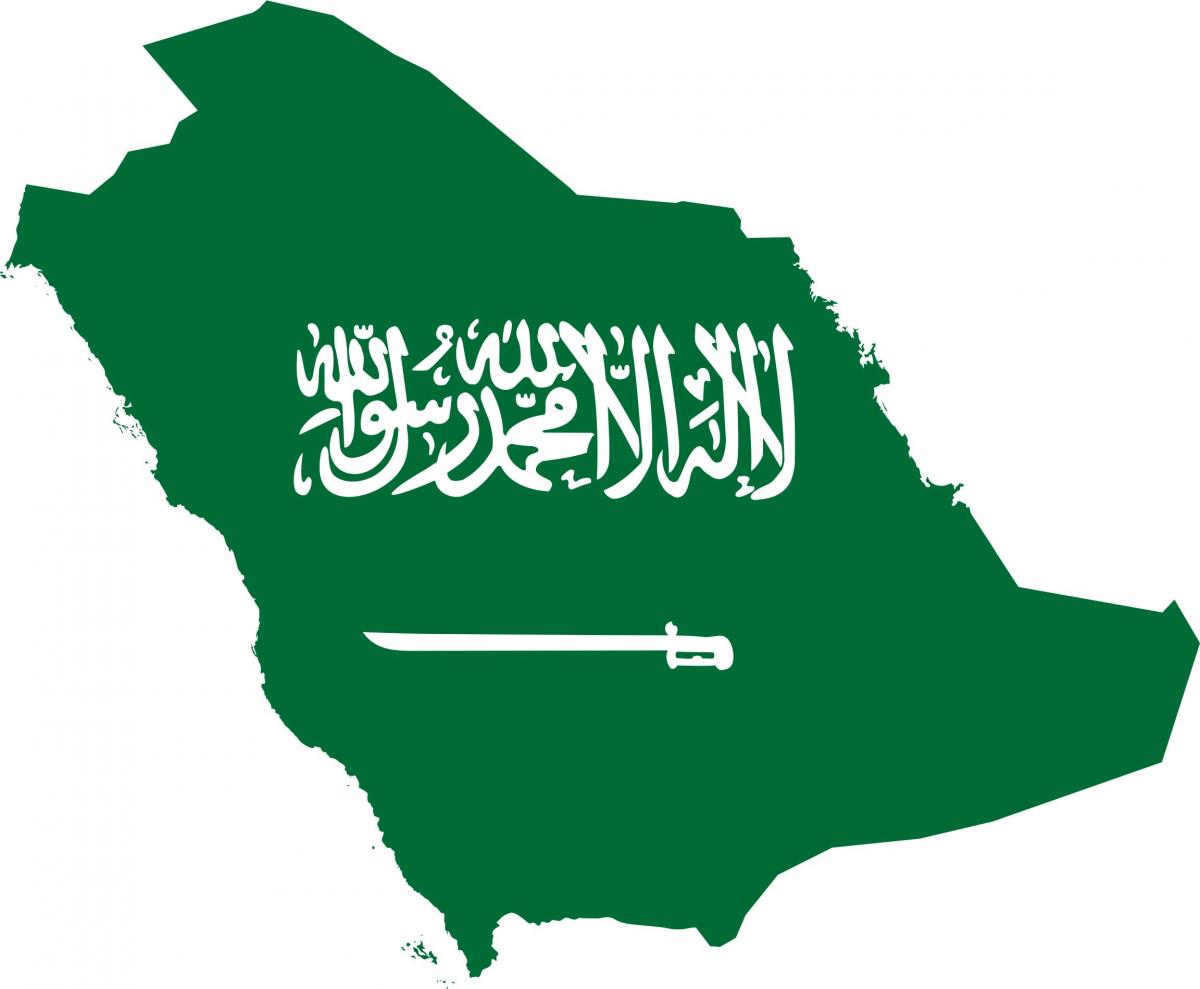 Arabia Saudita mapa de la bandera