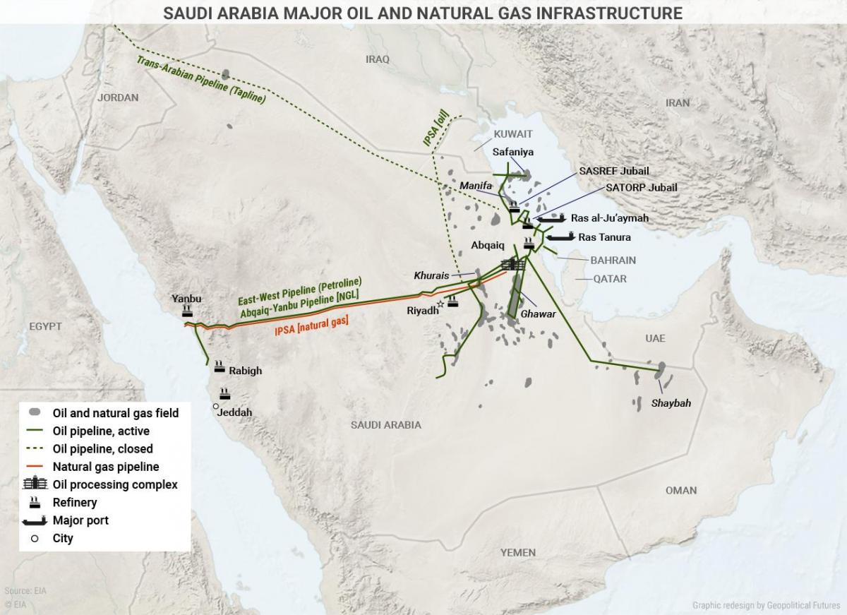 Arabia Saudita de petróleo mapa