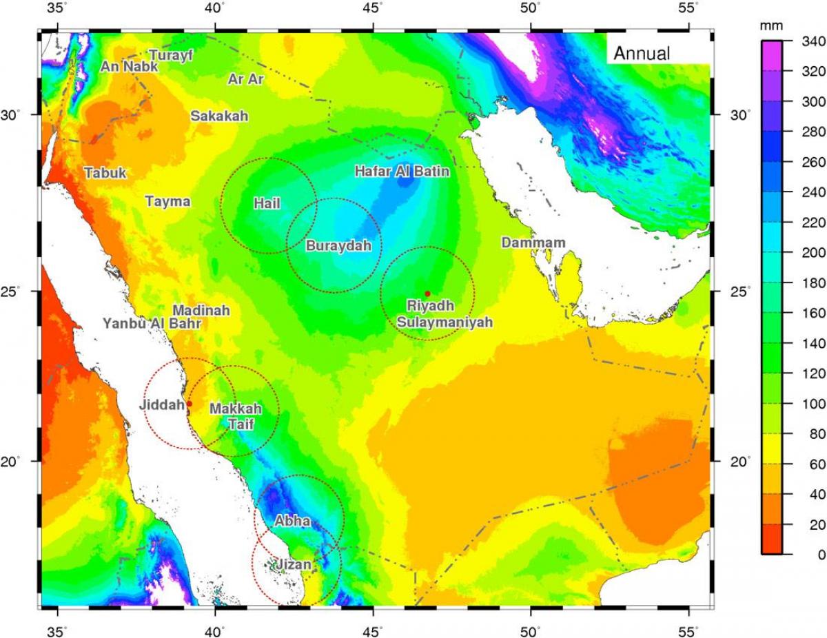 Mapa de Arabia Saudita climático