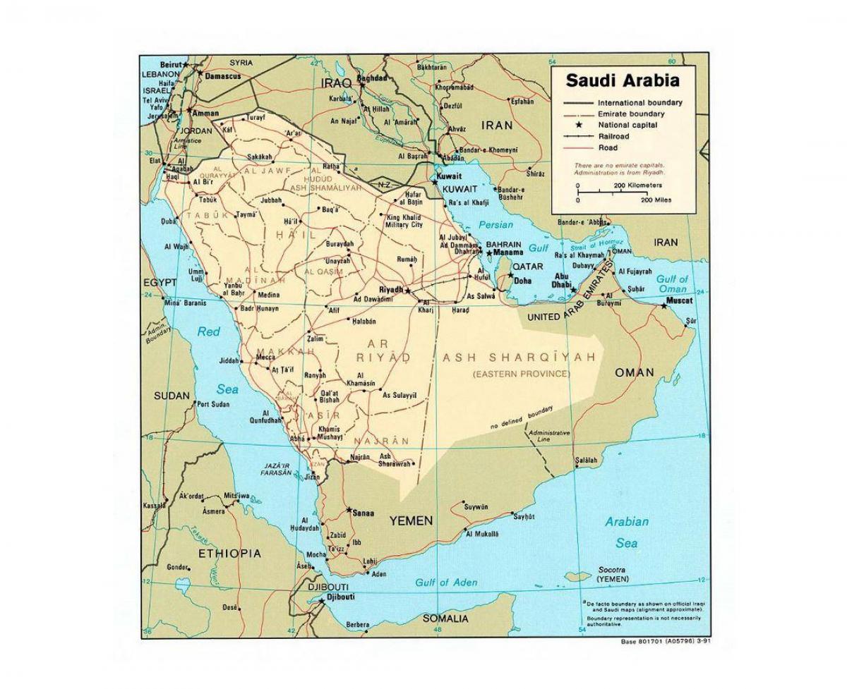 Arabia Saudita mapa con las principales ciudades