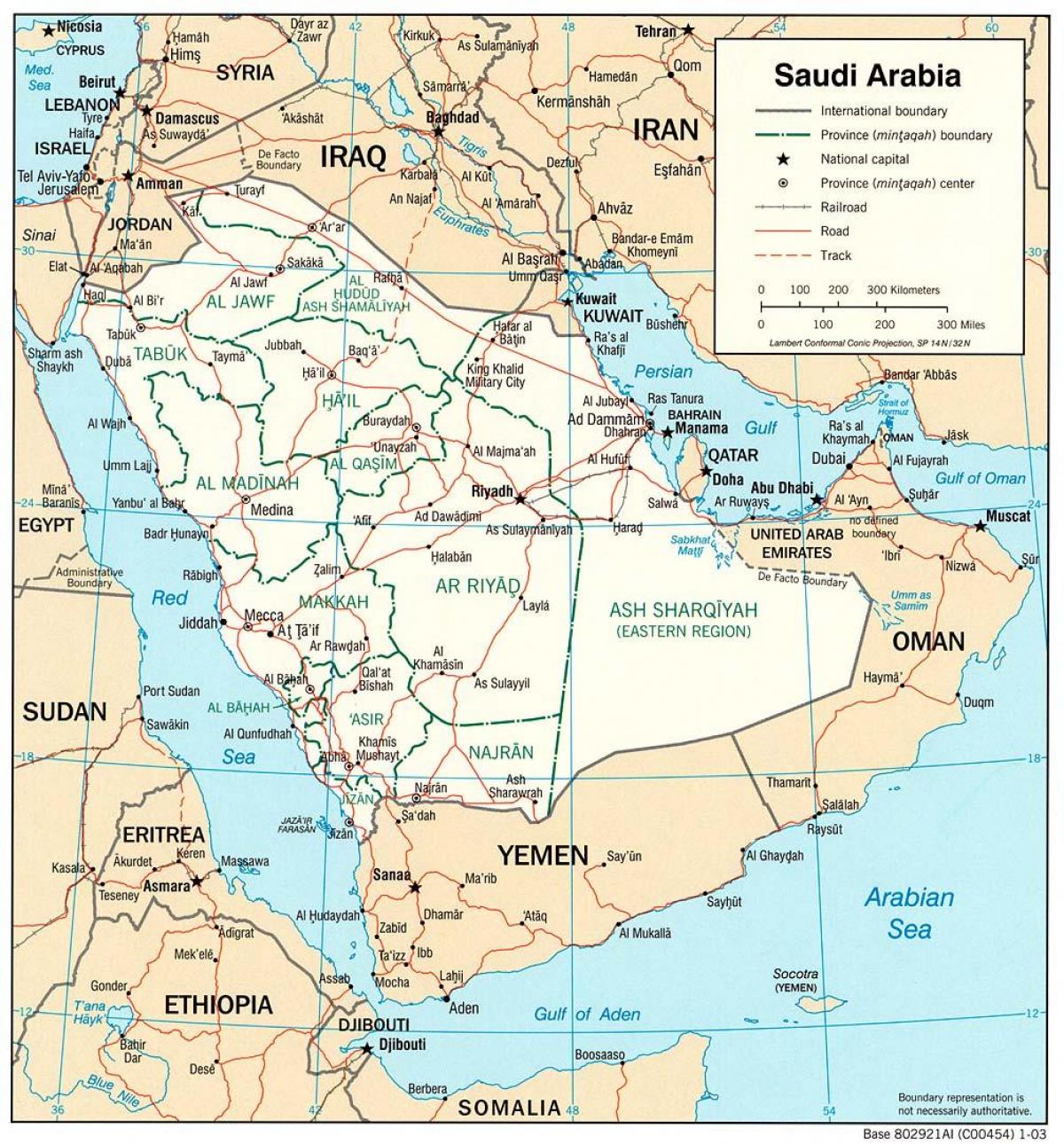 Mapa de Arabia Saudita ruta