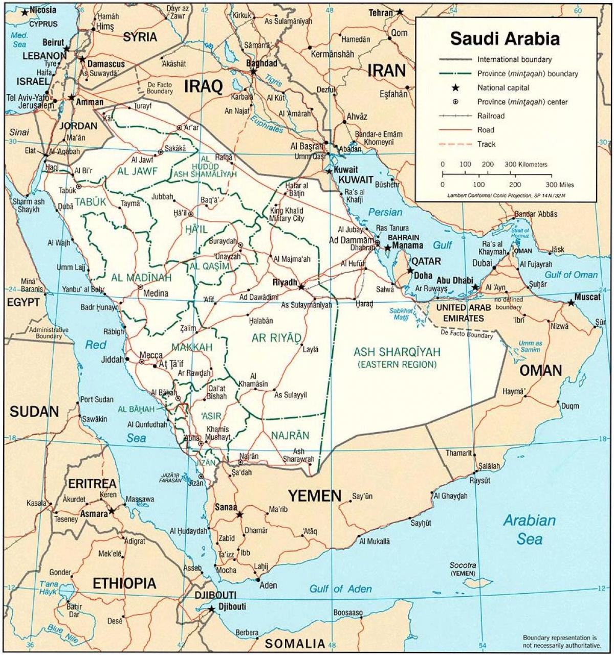 Mapa de Arabia Saudita político