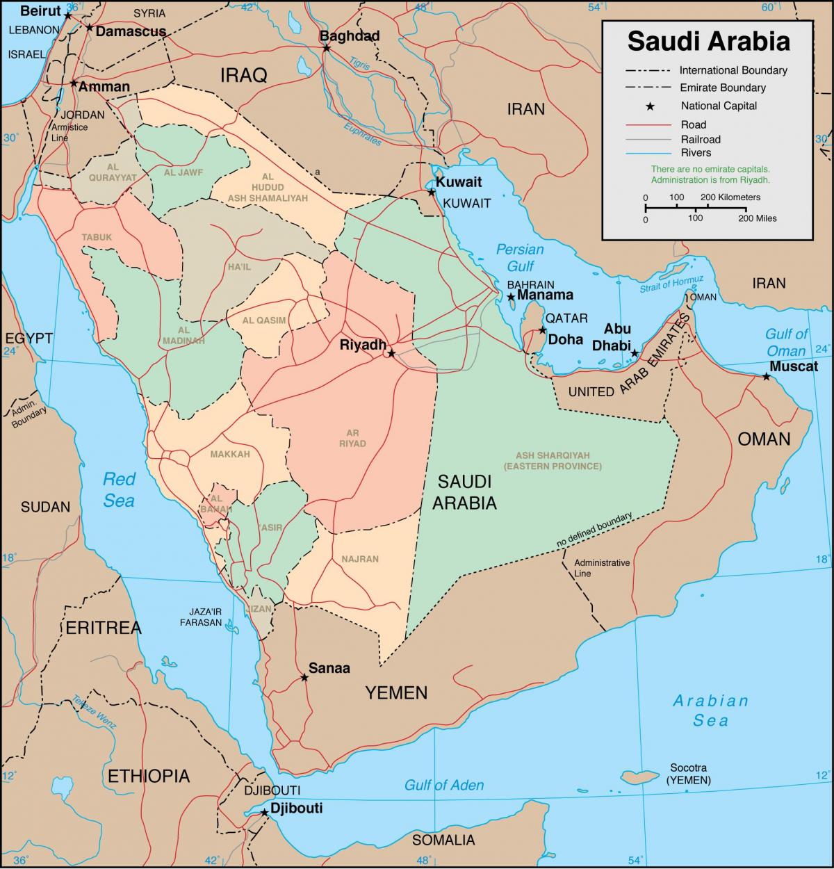 Arabia Saudita regiones mapa