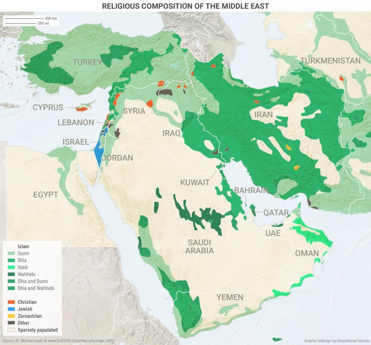 Mapa de Arabia Saudita la religión