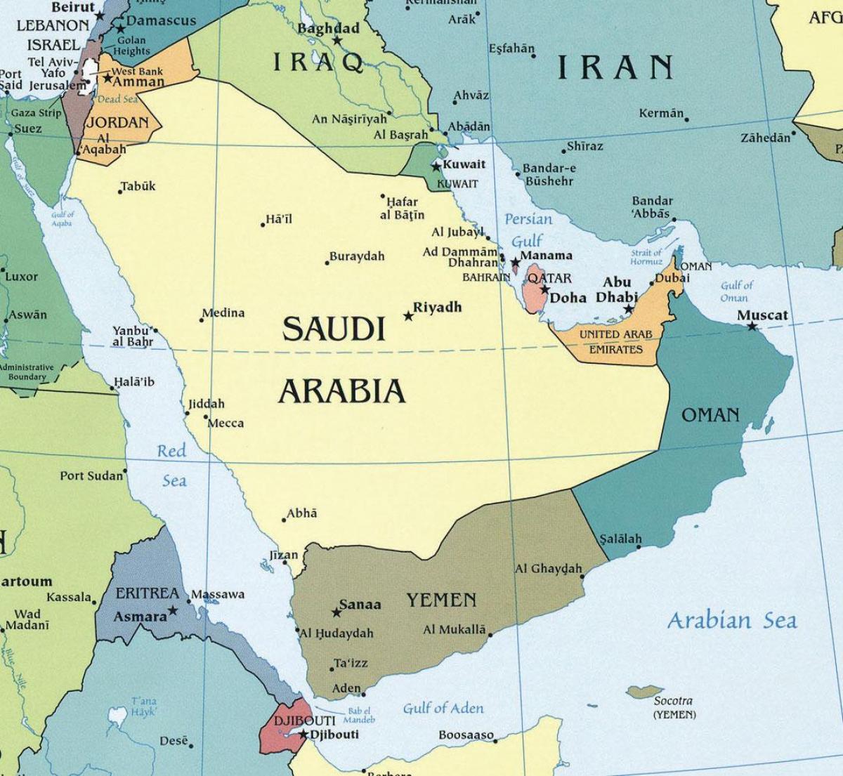 Mapa de capital de Arabia Saudita