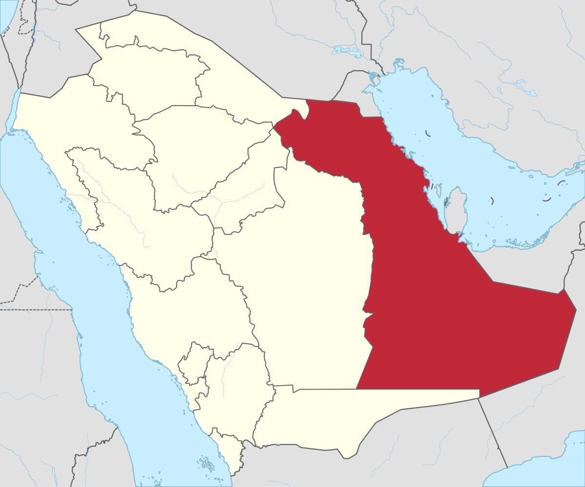 Mapa de la provincia oriental de Arabia Saudita