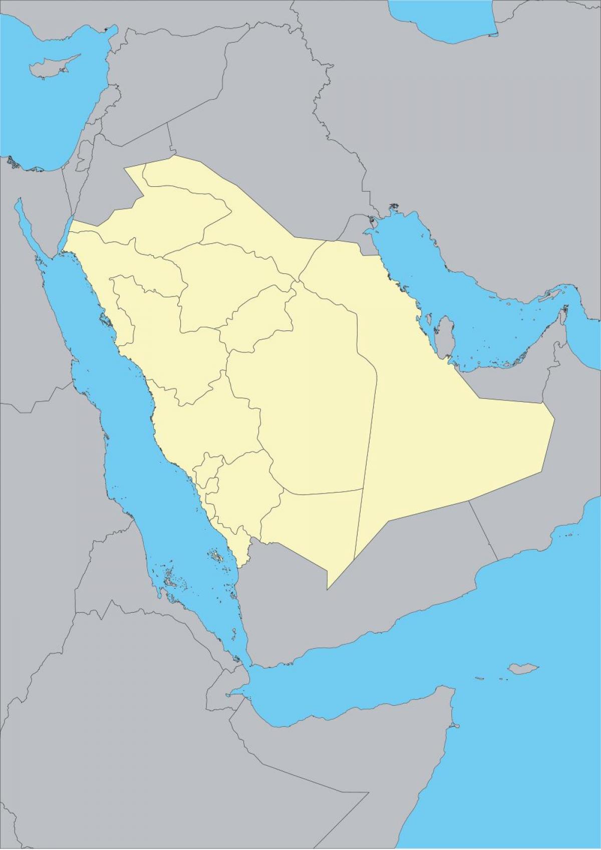 Mapa del mundo mostrando Arabia Saudita