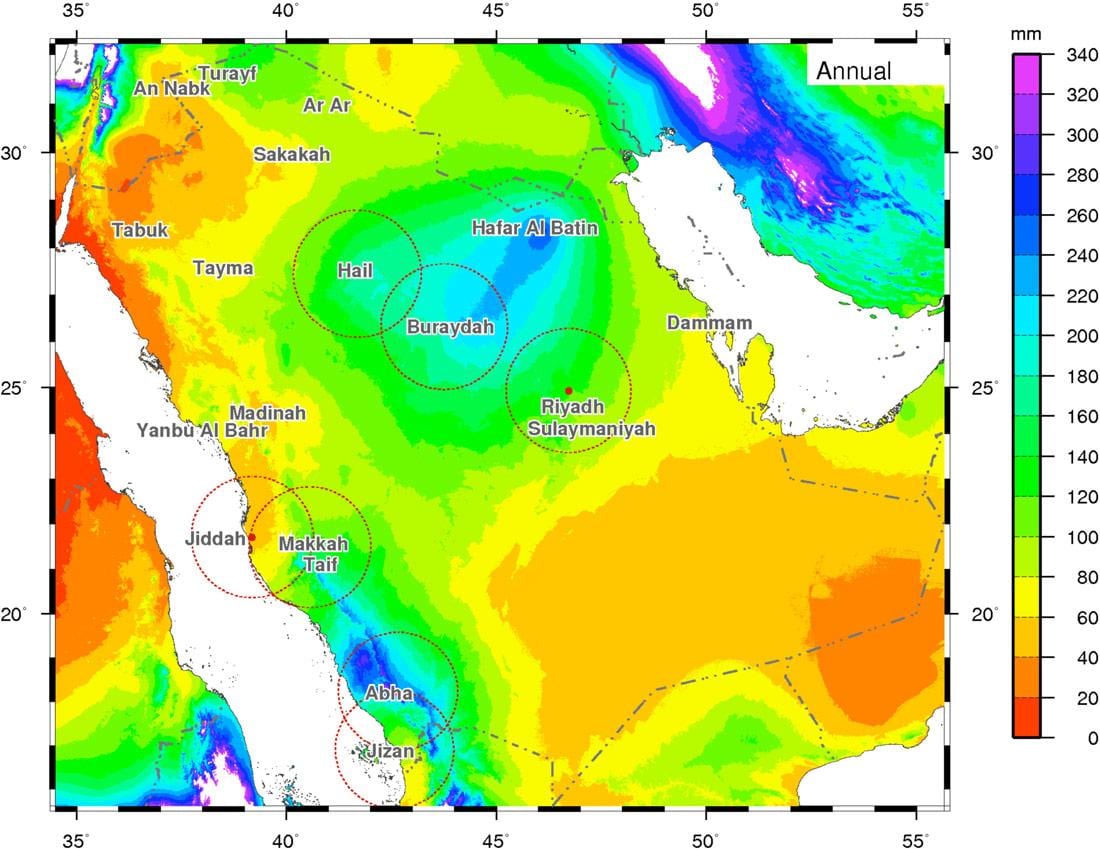 Mapa de Arabia Saudita climático