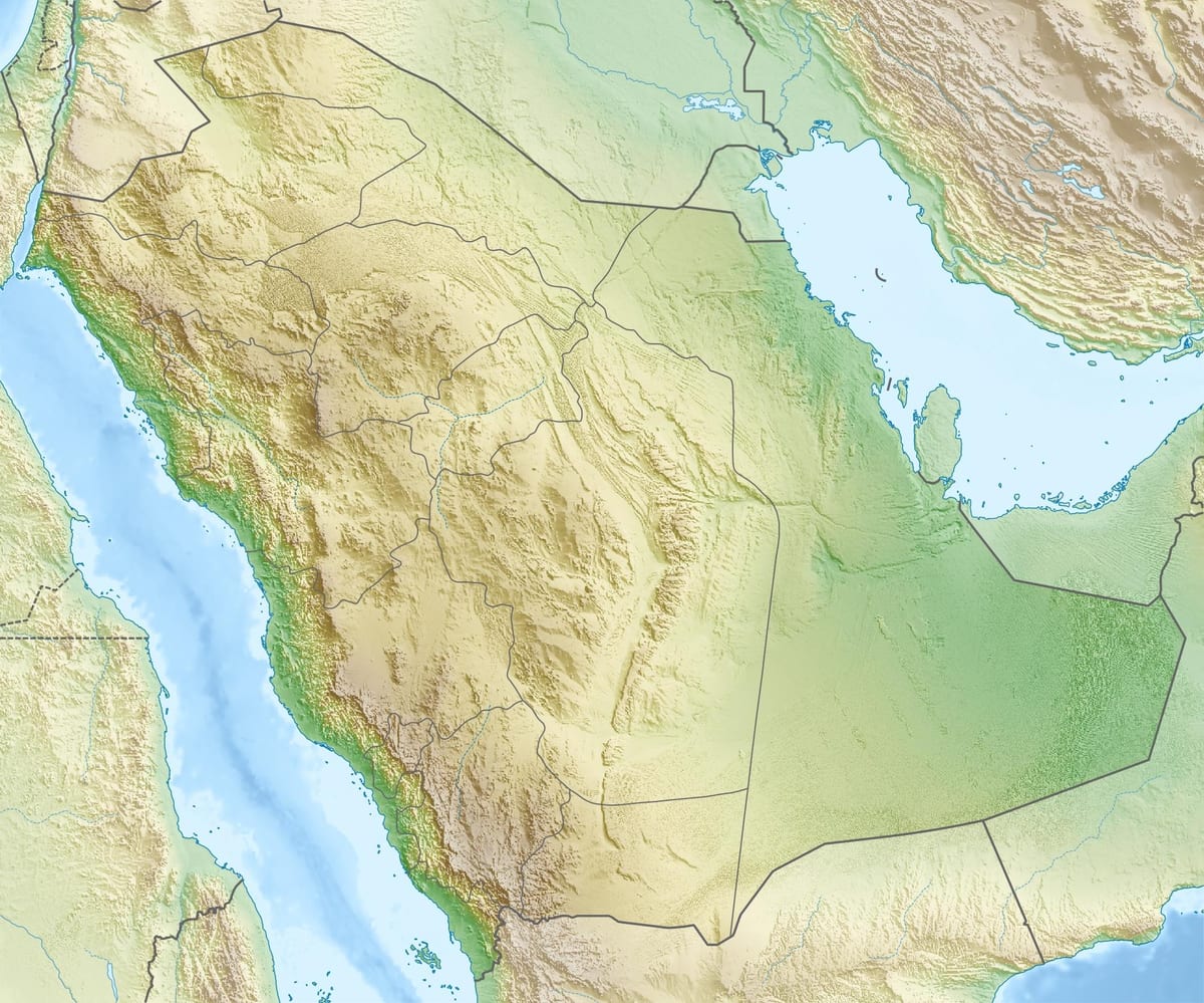 Mapa de Arabia Saudita montañas