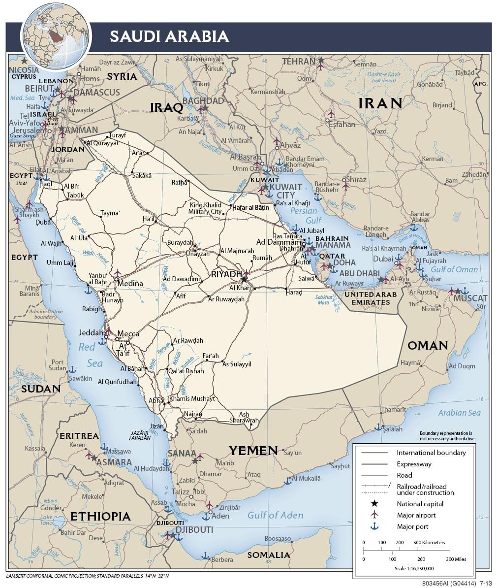 Mapa de Arabia Saudita país