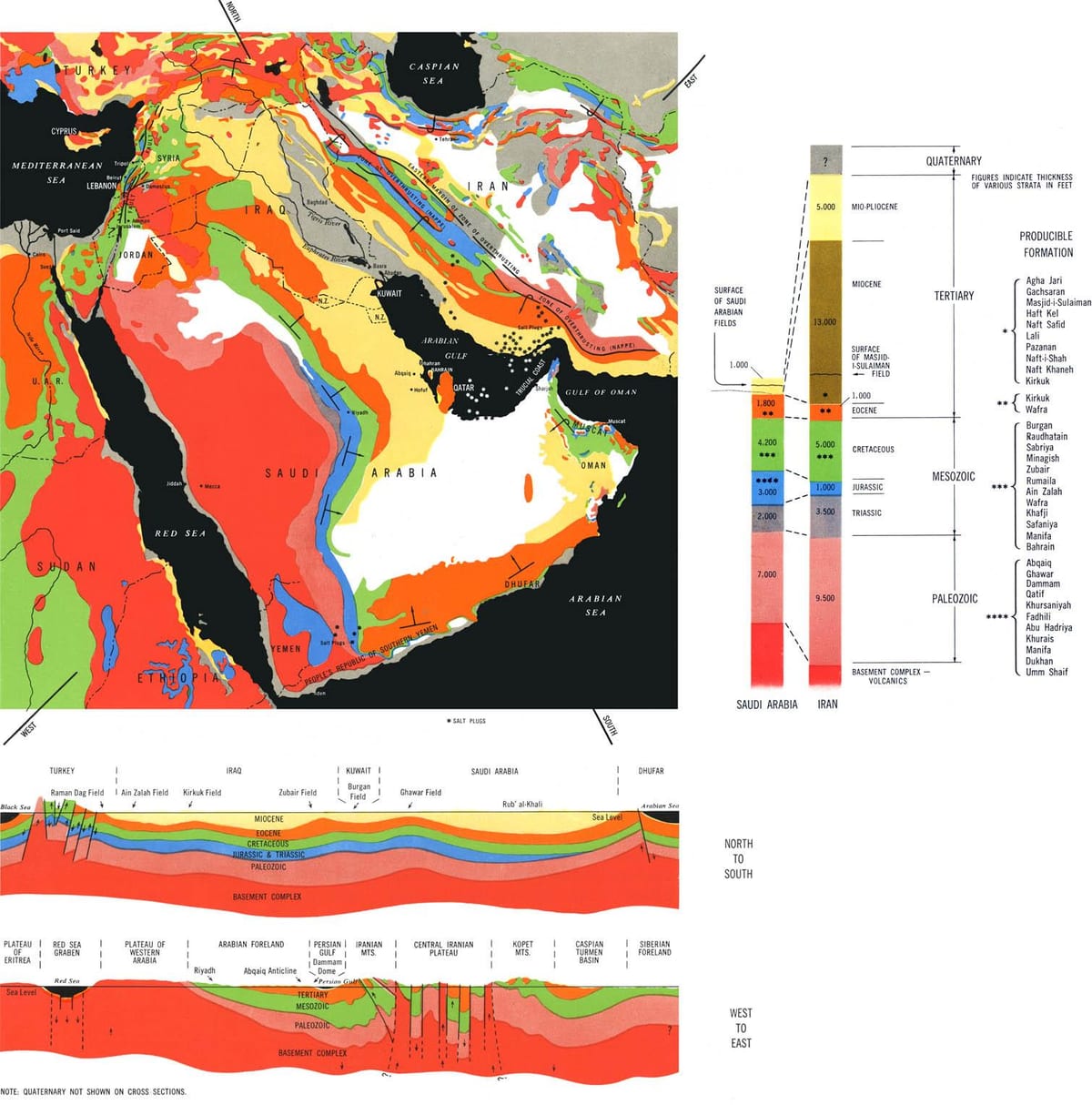 mapa geológico de Arabia Saudita