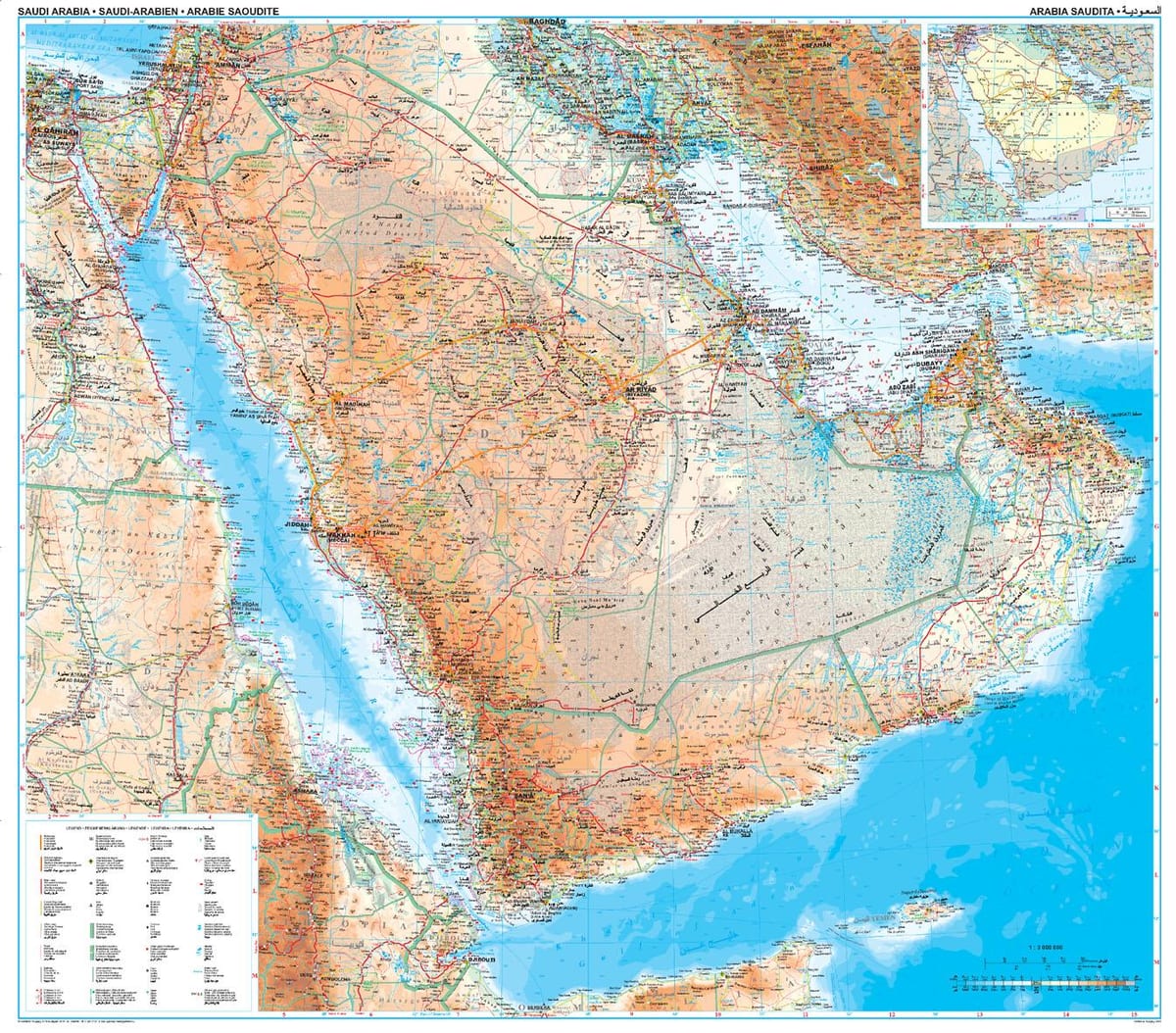 Mapa de Arabia Saudita topográficos