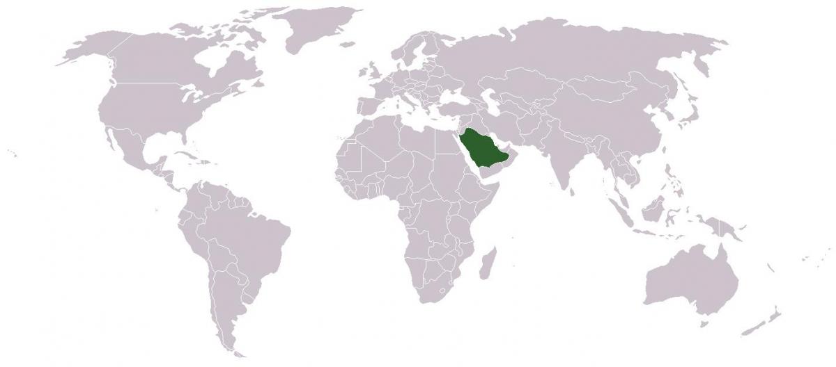 Arabia Saudita en un mapa del mundo