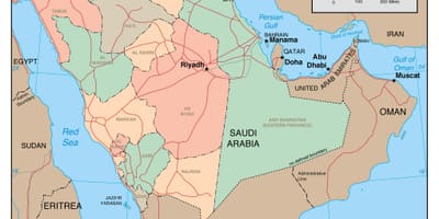 Mapa de Arabia Saudita estados
