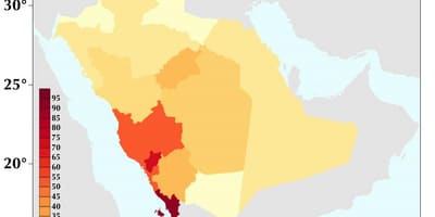Arabia Saudita densidad de población mapa