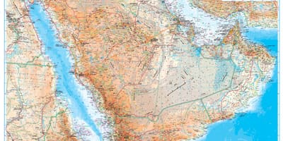 Mapa de Arabia Saudita topográficos
