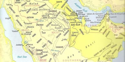 Mapa de Arabia Saudita tribus