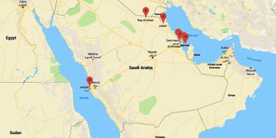 Mapa de Arabia Saudita al khobar