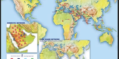 Mapa de Saudi Arabian airlines ruta